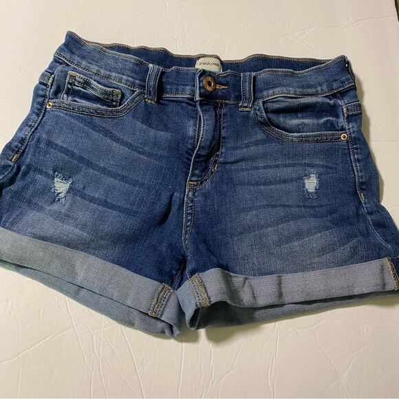 Sneak peek cuffed denim shorts mid rise medium wash stretchy size M - Picture 1 of 9